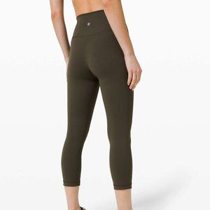 Like New Lululemon Wunder Train High-Rise Crop 21” Dark Olive